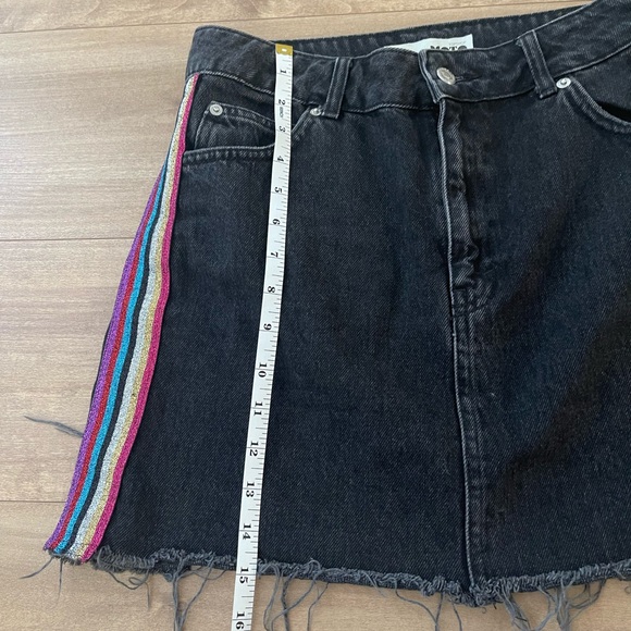 Black Denim Mini Skirt with Rainbow Stripes on the Sides Womens Size 6 - Picture 4 of 5